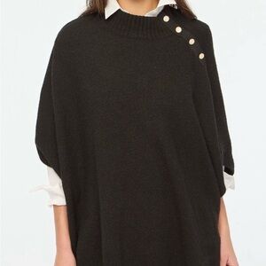 J. Crew Factory Black Button-Accent Poncho